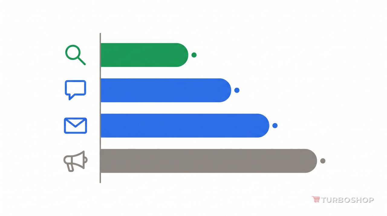 Diagram comparing customer acquisition cost (CAC) across channels