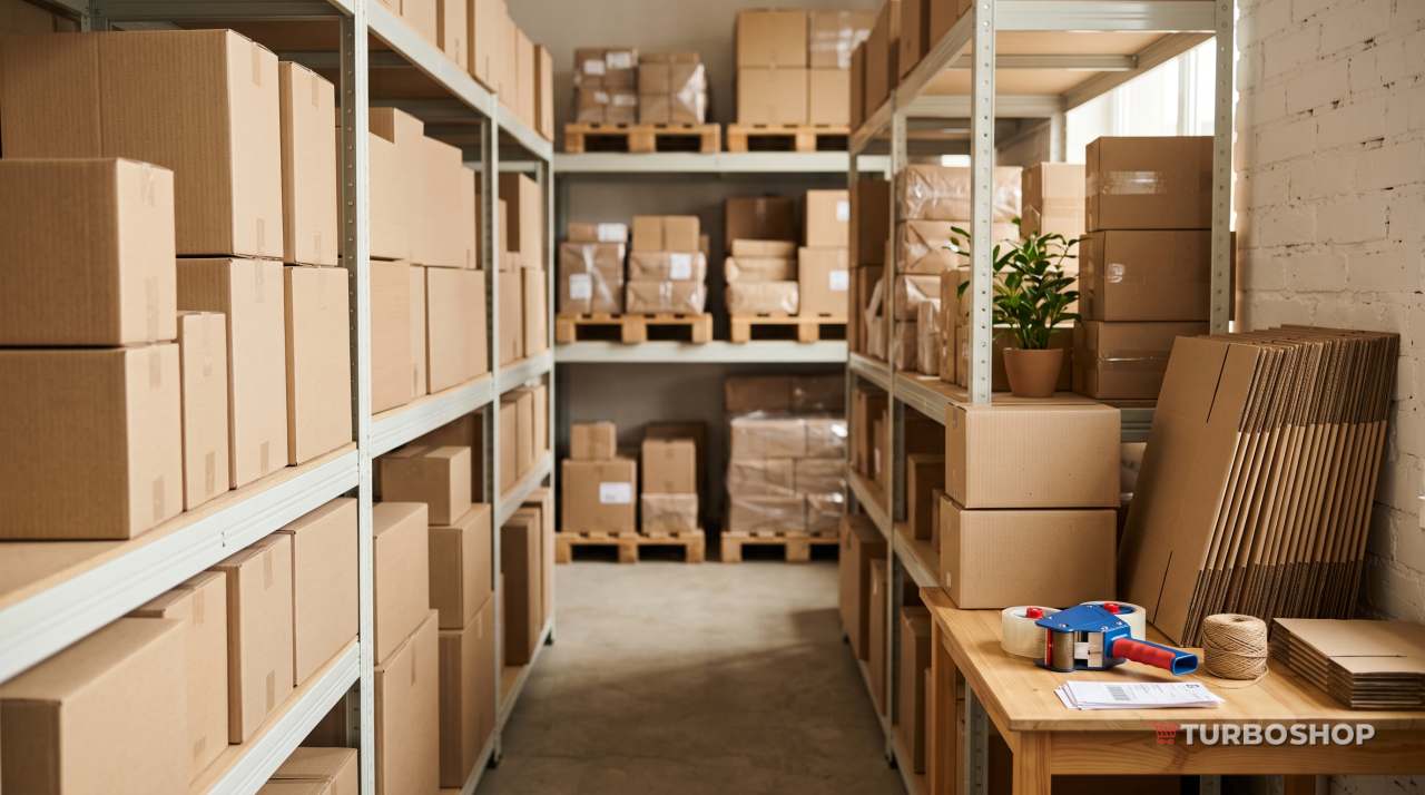 Online store warehouse stocked ahead of the seasonal sales peak