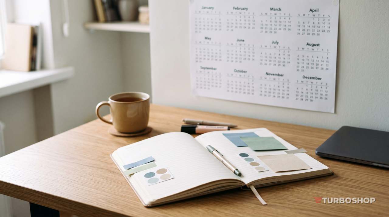Year calendar and planner used to plan sales seasonality
